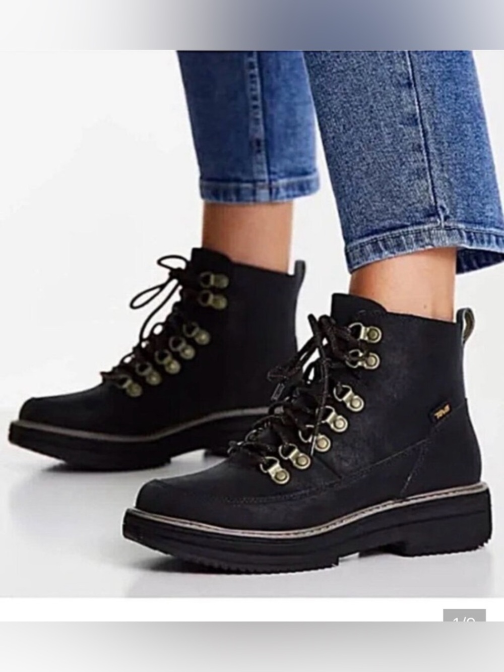 Teva Women's Midform ankle Boots leather lace up black sz 8 hiking gorpcore